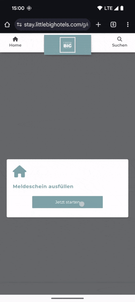 Filling in the digital registration form